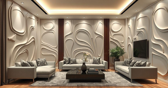 Revestimento 3D Gesso para Sala Melhore a Decoração com Estilo Revestimento 3D Gesso para Sala Melhore a Decoração com Estilo