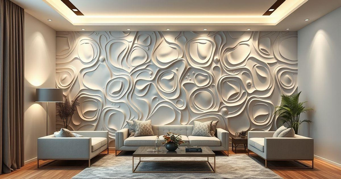 Revestimentos em Gesso 3D Transformam Ambientes com Estilo e Sofisticação Revestimentos em Gesso 3D Transformam Ambientes com Estilo e Sofisticação